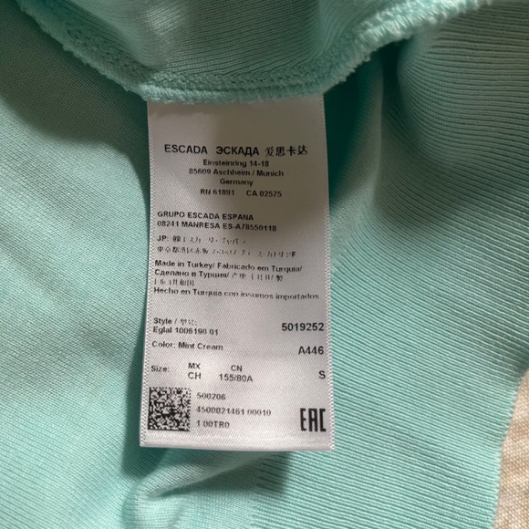 Vintage Escada Sleeveless Top with Chain Neckline, Aqua / Turquoise, Small - Picture 9 of 10